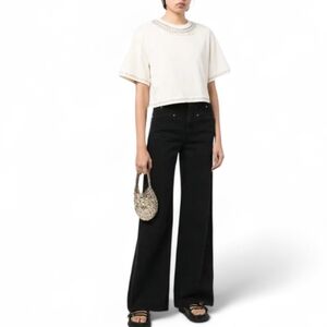 Paco Rabanne Stud Embellished Cropped Cotton Tee Size Large